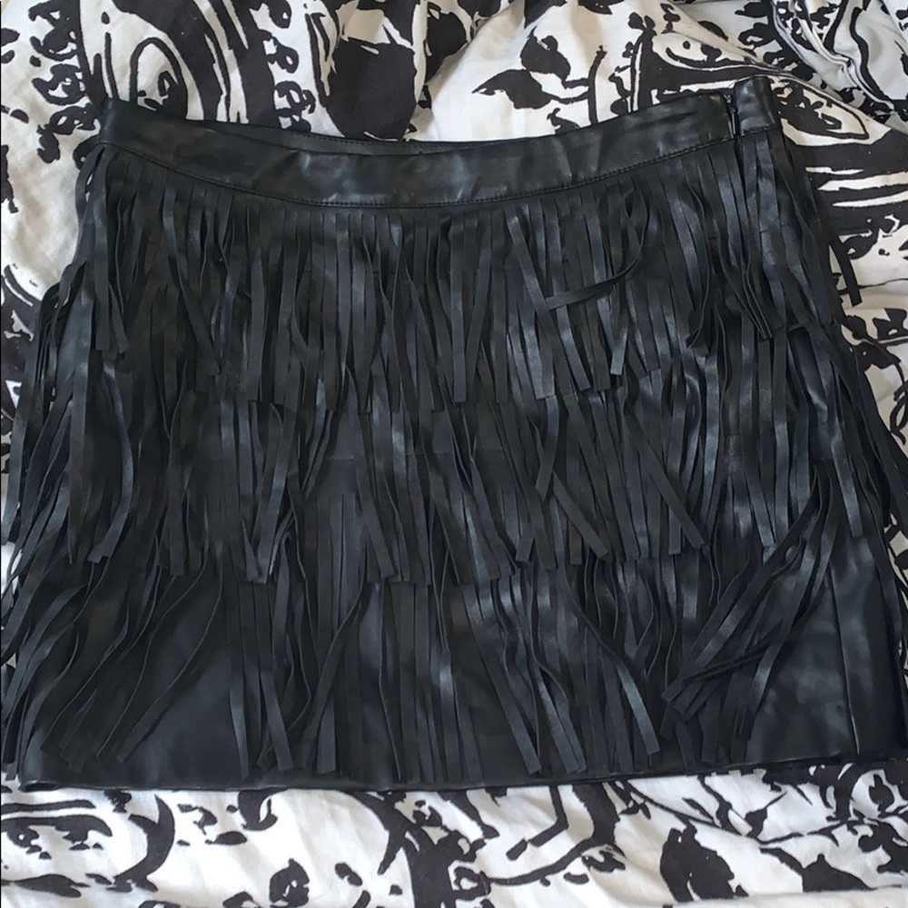 Pleather fringe skirt